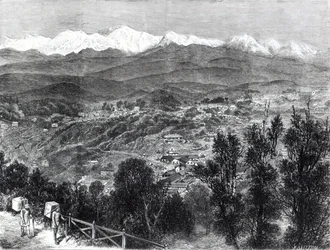Theecultivatie in Brits-Indië - Uitzicht op Darjeeling vanuit het Zuiden, 1876