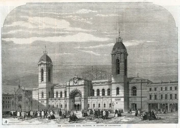 De Landbouwhal in Islington in aanbouw