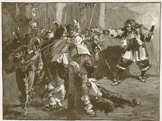 De aanval op John Coventry, illustratie uit Cassells Illustrated History of England
