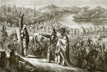 De baron de Wagon bij de oorlogspost