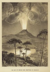 De baai van Napels en uitbarsting van de Vesuvius