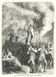 De kinderen van Israël marcheren door de wildernis (gravure)