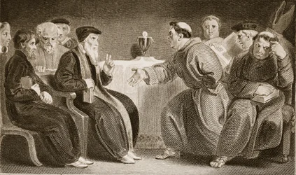 De convocatie in Oxford, illustratie uit David Humes The History of England, uitgegeven door R. Bowyer, Londen, 1812