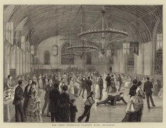 De Corn Exchange Schaatsbaan, Brighton (gravure)