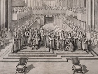 De Kroning van Koning James II (1633-1701) en zijn tweede vrouw Mary van Modena (1658-1718) 1685