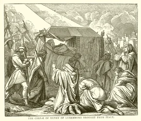 Het lijk van Hendrik van Luxemburg uit Italië gebracht