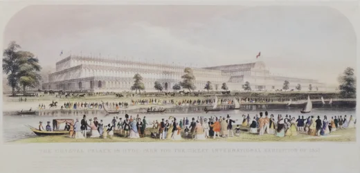 Het Crystal Palace in Hyde Park voor de Grote Internationale Tentoonstelling van 1851 (prent)