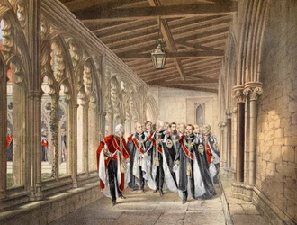 Deans Cloister, Windsor, 10 maart 1863, uit A Memorial of the Marriage of Edward VII and Alexandra of Denmark, pub. 1864