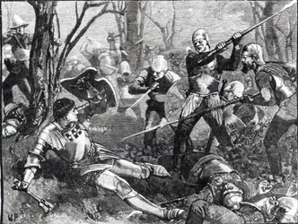 De dood van de King Maker in de Slag bij Barnet, c.1880