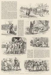 De paasvrijwilligersmanoeuvres, schetsen met een marcherende colonne