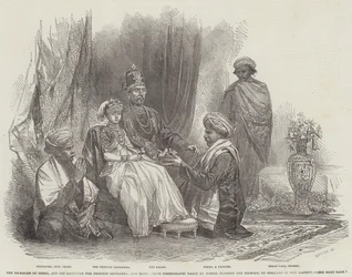 De ex-Rajah van Coorg, en zijn dochter de prinses Gouramma, en suite