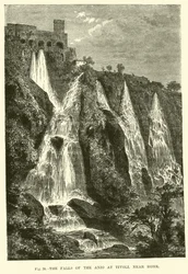 De watervallen van de Anio bij Tivoli, nabij Rome