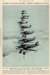 Het snelste tweezitsvliegtuig in het land: Demons vliegen in echelon formatie, uit The Illustrated London News Royal Naval and Military Number, 20 juli 1935