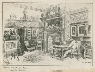 De kamer van de Fine Arts Society, Bond Street, Londen - de voorzaal