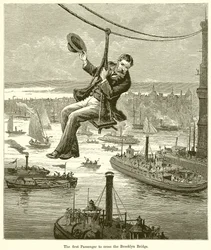 De eerste passagier die de Brooklyn Bridge overstak