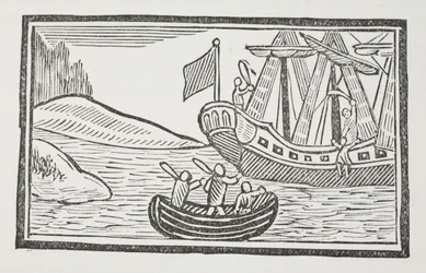 De buitenlandse reizen van Sir John Mandeville, illustratie uit Chap-books van de achttiende eeuw door John Ashton, uitgegeven 1882