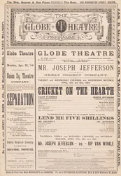 Het Globe Theatre Programma, 21 april 1884