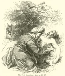 De barmhartige Samaritaan, Lucas, x, 25, 37