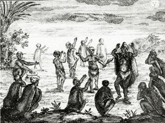 De Hottentotten Aanbidden de Maan, illustratie uit 