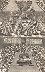 Het Hogerhuis en Lagerhuis onder Koning Karel I, ca. 1640