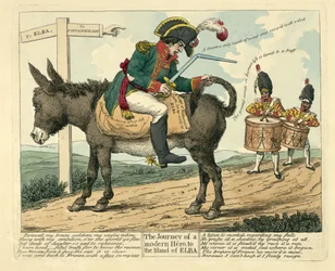 De reis van een moderne held naar het eiland Elba, gepubliceerd in Londen, 1814
