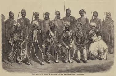 De Kotwal van de politie in Lucknow en zijn assistenten (gravure)