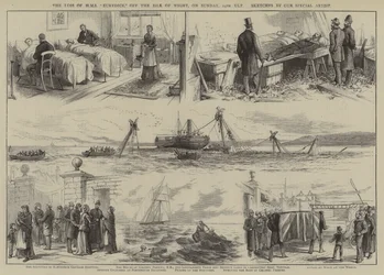 Het verlies van de HMS "Eurydice" voor het eiland Wight op zondag 24 maart (gravure)