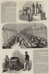 De vervaardiging van stalen pennen in Birmingham