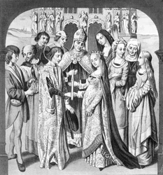 Het Huwelijk van Hendrik VI en Margaretha van Anjou, gegraveerd door Freeman