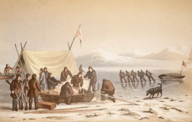 De ontmoeting in Wellington Channel, 14 juni 1851, illustratie uit Reis naar Baffinsbaai en Barrow Straits..., 1852