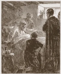 De laatste preek van de oude Covenanter, illustratie uit De Geschiedenis van het Protestantisme door James Aitken Wylie, 1878