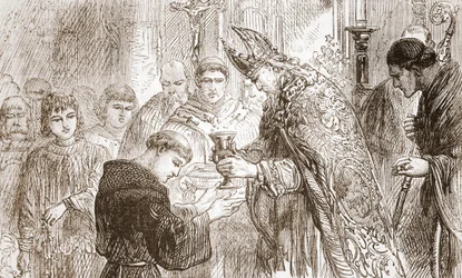 De priesterwijding van Luther, illustratie uit The History of Protestantism van James Aitken Wylie (1808-1890), gepubliceerd in 1878