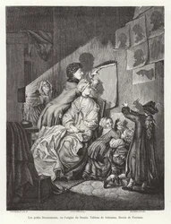 De oorsprong van schilderen: een familie maakt Chinese schaduwen