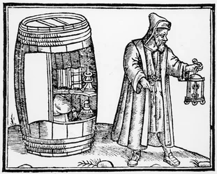 De Filosoof Diogenes zoekt naar een eerlijke man in de Stad Londen met zijn Lantaarn