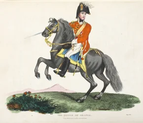 De Prins van Oranje, uitgegeven door Richard Evans, gegraveerd door Romney, illustratie uit Een Historisch Verslag van de Slag bij Waterloo door William Mudford, 1816