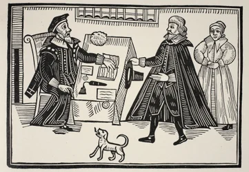 De Proctor en Parator, titelpagina van een traktaat over de misbruiken en buitensporigheden van de Spirituele Rechtbanken, 1641