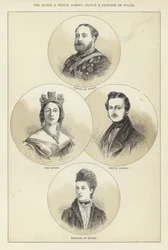 De koningin en prins Albert, prins en prinses van Wales
