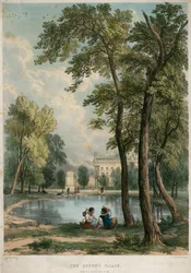Het Paleis van de Koningin, vanaf het Groene Park in 1836
