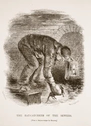 De rattenvangers van de riolen, van de daguerreotypie door Richard Beard, illustratie uit London Labour and London Poor door Henry Mayhew, uitgegeven 1862