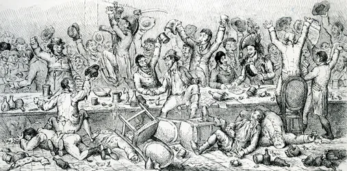 Het hervormersdiner, illustratie genomen uit de Satirist, 1809