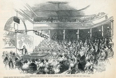 De Koninklijke Instelling. Lezing van Sir Roderick Murchison over de verspreiding van gouderts