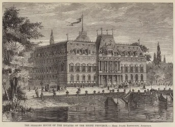 Het Sessiehuis van de Staten van de Rijnprovincie (gravure)