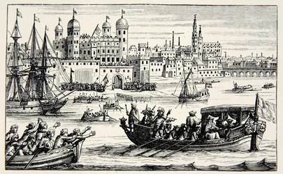 De zeven bisschoppen op weg naar de Tower, april 1688