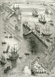 Het Beleg van Rochelle, uit De Geschiedenis van Frankrijk, door Emile de Bonnechose, uitgegeven door Ward, Lock en Co, Londen