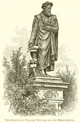 Het standbeeld van William Tyndale op de Embankment