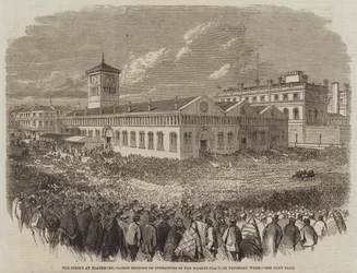 De Staking in Blackburn, Grote Bijeenkomst van Arbeiders op de Markt op Donderdag