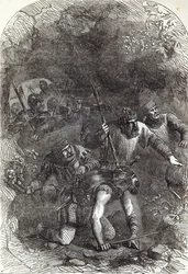 De Troepen van Lord Montacute in de Ondergrondse Gang, illustratie uit 