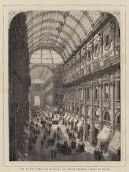 De Victor Emmanuel-galerij, de Grote Overdekte Straat in Milaan (gravure)