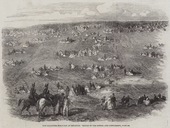 De vrijwilligersdag in Brighton, mensen op de Downs