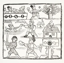 De Welshe Reiziger, of De Ongelukkige Welshman door Humphrey Cornish, illustratie uit Chap-books van de Achttiende Eeuw door John Ashton, uitgegeven 1882